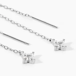 Boucles D'Oreilles Pendantes Loryne Argent Blanc Oxyde De Zirconium