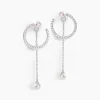 Boucles D'oreilles Pendantes Lua Argent Blanc Oxyde Perle