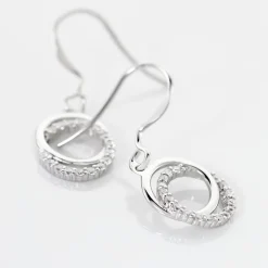 Boucles D'oreilles Pendantes Circus Argent Blanc Oxyde De Zirconium