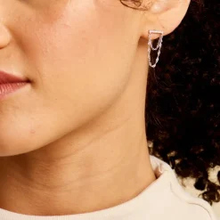 Boucles D'oreilles Pendantes Mircea Argent Blanc Oxyde De Zirconium