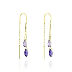 Boucles D'oreilles Pendantes Terence Or Jaune Amethyste