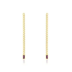 Boucles D'oreilles Pendantes Chain Or Jaune Améthyste