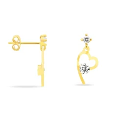 Boucles D'oreilles Pendantes Romance Or Jaune Oxyde De Zirconium