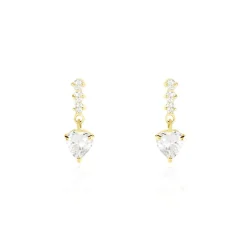 Boucles D'oreilles Pendantes Luminita Or Jaune Oxyde De Zirconium