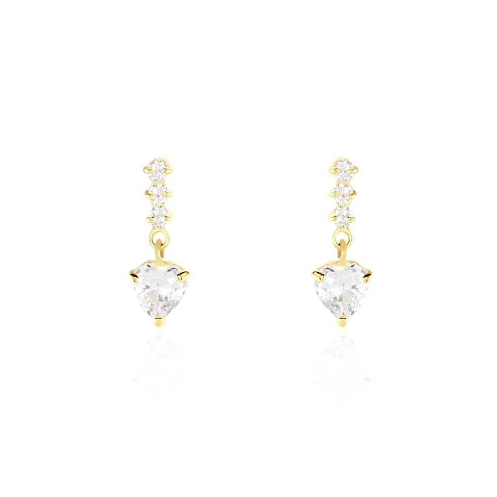 Boucles D'oreilles Pendantes Luminita Or Jaune Oxyde De Zirconium