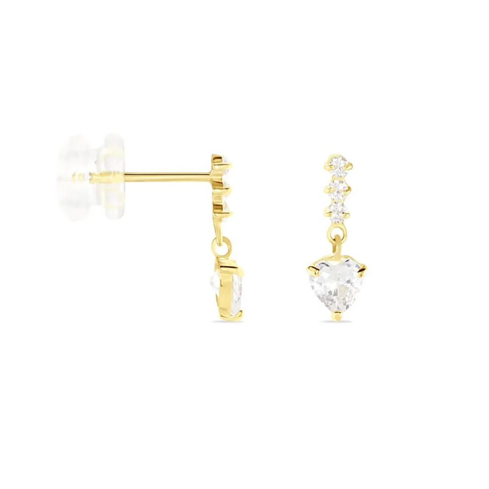 Boucles D'oreilles Pendantes Luminita Or Jaune Oxyde De Zirconium