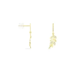 Boucles D'oreilles Pendantes Or Jaune Nahia Oxydes De Zirconium
