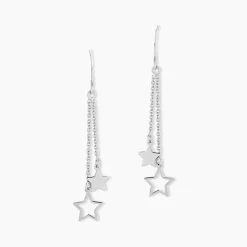 Boucles D'oreilles Pendantes Juliette Argent Blanc