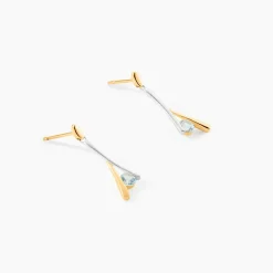 Boucles D'oreilles Pendantes Formev Or Bicolore Oxyde De Zirconium