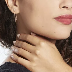 Boucles D'oreilles Pendantes Plaqué Or Lienard Oxydes De Zirconium