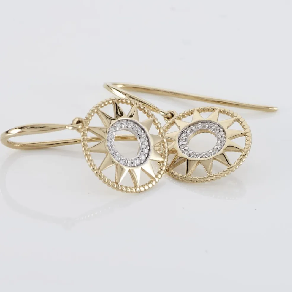 Boucles D'oreilles Pendantes Thallya Or Jaune Oxyde De Zirconium