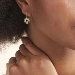 Boucles D'oreilles Pendantes Thallya Or Jaune Oxyde De Zirconium