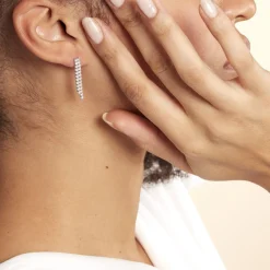 Boucles D'oreilles Pendantes Louann Argent Blanc Oxyde De Zirconium