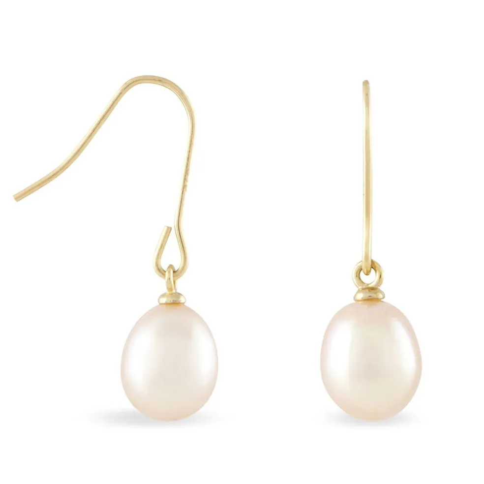 Boucles D'oreilles Pendantes Baroque Or Jaune Perle De Culture