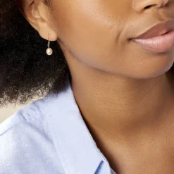 Boucles D'oreilles Pendantes Baroque Or Jaune Perle De Culture