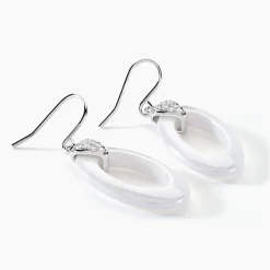 Boucles D'oreilles Pendantes Peer Argent Blanc Oxyde De Zirconium