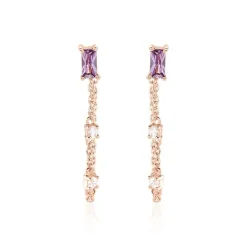Boucles D'oreilles Pendantes Purple Mood Argent Rose Oxydes