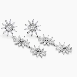 Boucles D'oreilles Pendantes Daisy Argent Blanc Oxyde De Zirconium