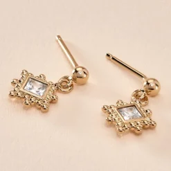 Boucles D'oreilles Pendantes Bobbie Plaqué Or Jaune Oxyde De Zirconium