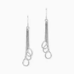 Boucles D'oreilles Pendantes Flat Argent Blanc