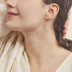 Boucles D'oreilles Pendantes Flat Argent Blanc