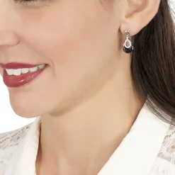 Boucles D'oreilles Pendantes Héléane Argent Blanc Céramique Et Oxyde