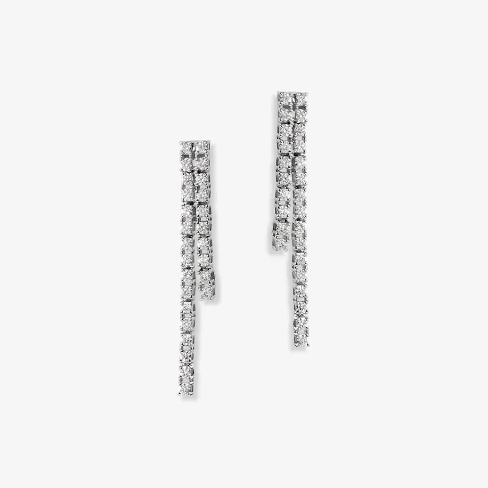 Boucles D'oreilles Pendantes River Or Blanc Diamant