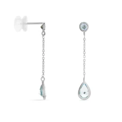Boucles D'oreilles Pendantes Brenda Or Blanc Topaze