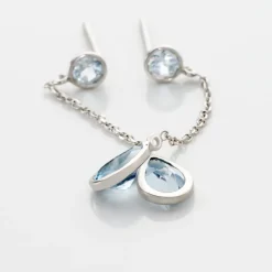 Boucles D'oreilles Pendantes Brenda Or Blanc Topaze