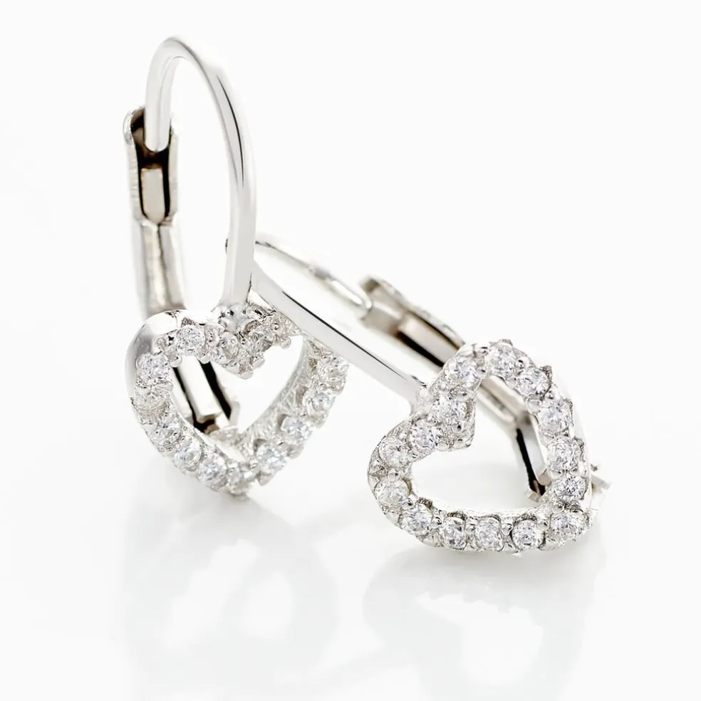Boucles D'oreilles Pendantes Elisene Argent Blanc Oxyde De Zirconium