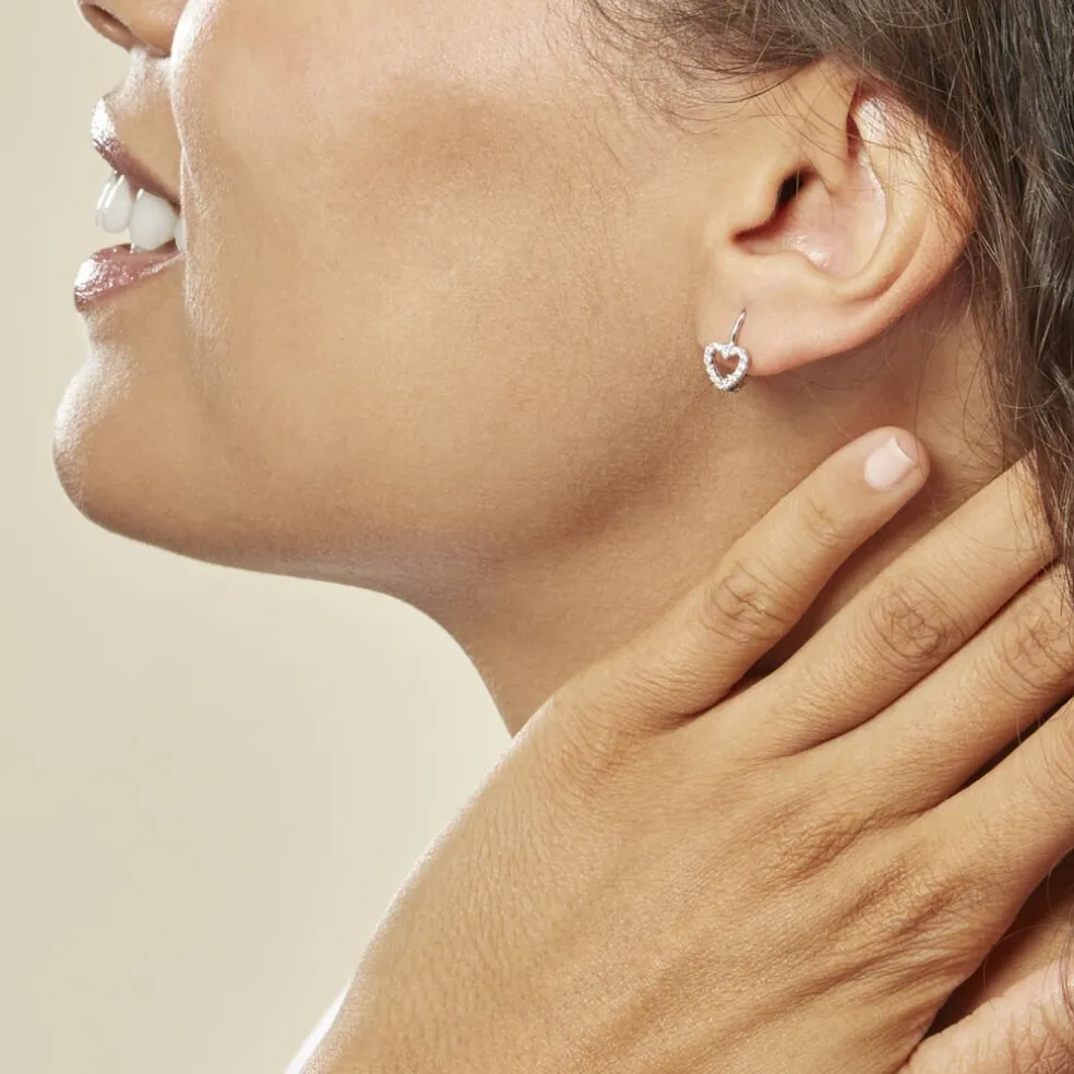 Boucles D'oreilles Pendantes Elisene Argent Blanc Oxyde De Zirconium