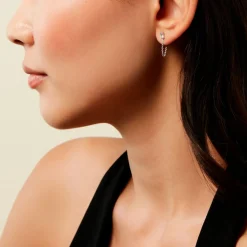 Boucles D'Oreilles Pendantes Manuelita Argent Blanc Oxyde De Zirconium