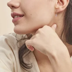 Boucles D'oreilles Pendantes Goutte Or Jaune Amethyste