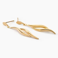 Boucles D'oreilles Pendantes Merone Vagues Or Jaune
