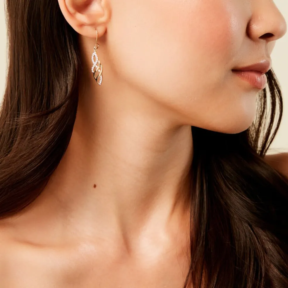 Boucles D'Oreilles Pendantes Sumati Or Jaune Oxyde De Zirconium