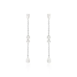 Boucles D'oreilles Pendantes Kelan Argent Blanc Oxyde De Zirconium