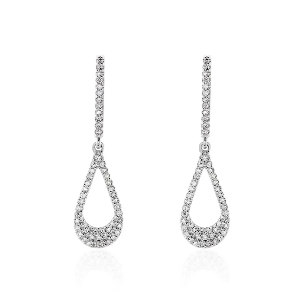 Boucles D'oreilles Pendantes Or Blanc Abilene Diamants