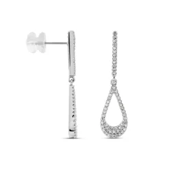 Boucles D'oreilles Pendantes Or Blanc Abilene Diamants