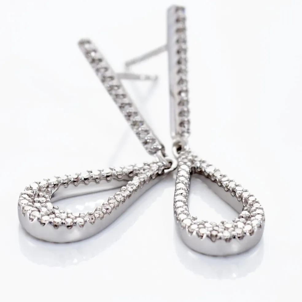 Boucles D'oreilles Pendantes Or Blanc Abilene Diamants