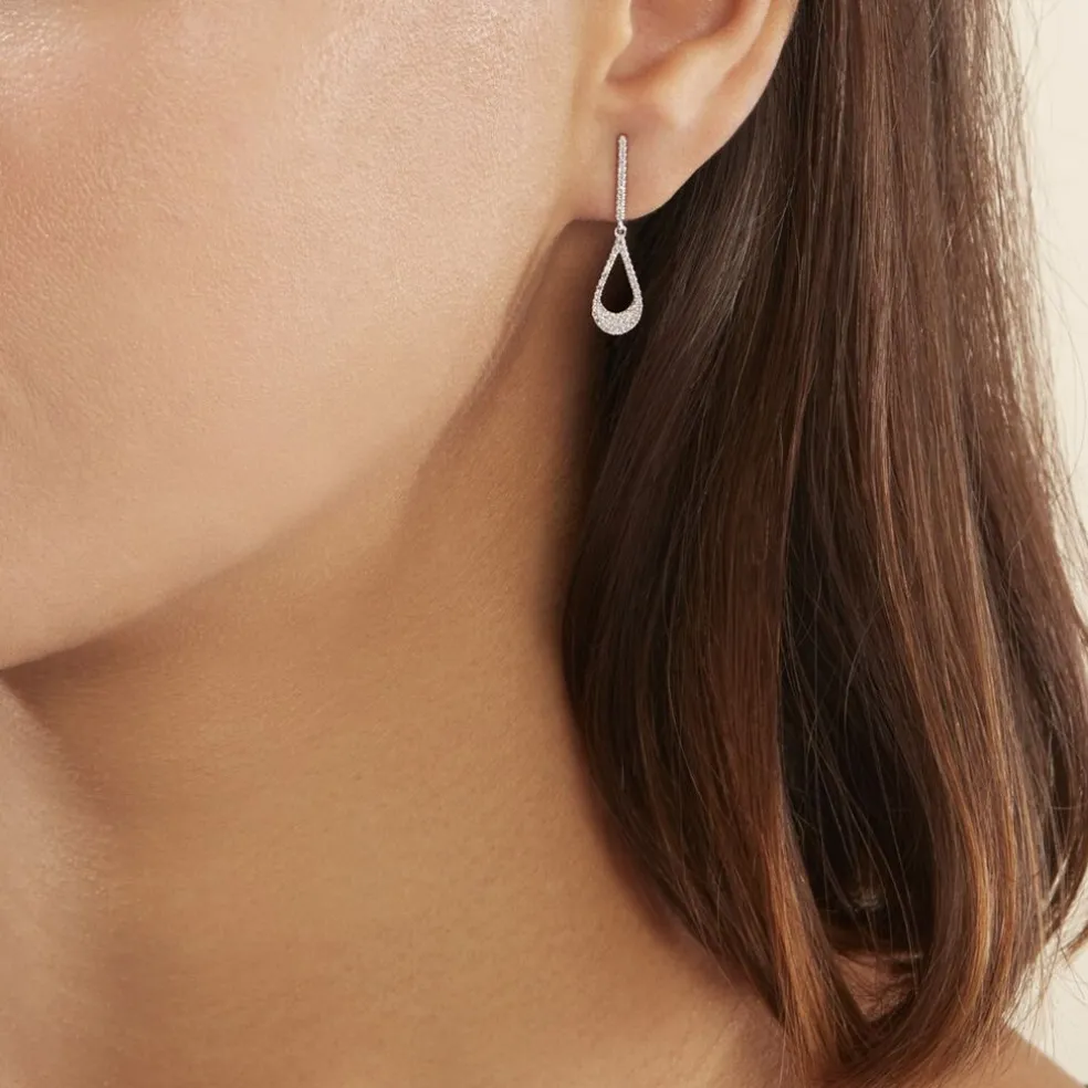 Boucles D'oreilles Pendantes Or Blanc Abilene Diamants