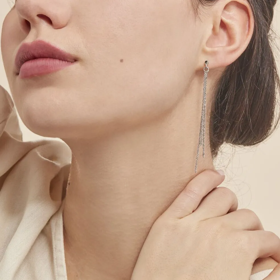 Boucles D'oreilles Pendantes Yalle Argent Blanc