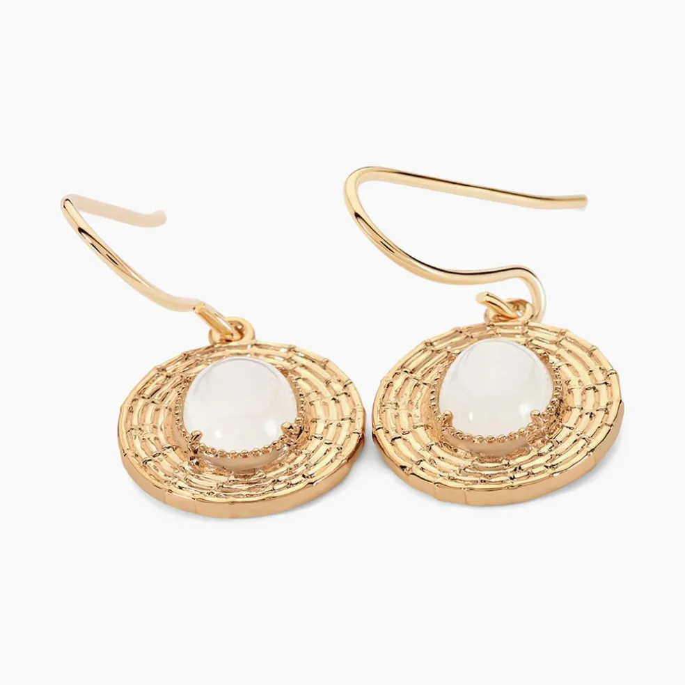Boucles D'oreilles Pendantes Linna Plaqué Or Jaune Pierre De Lune