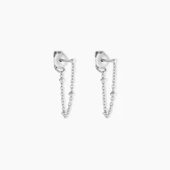 Boucles D'oreilles Pendantes Leent Argent Blanc