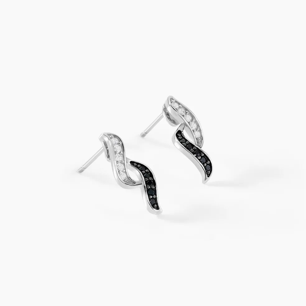 Boucles D'oreilles Pendantes Sylvie Argent Blanc Oxyde De Zirconium