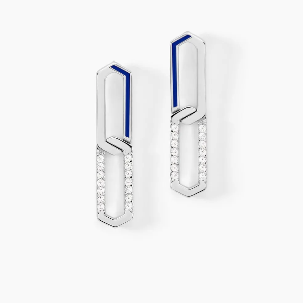 Boucles D'oreilles Pendantes Infini Pop Argent Blanc Oxyde Zirconium