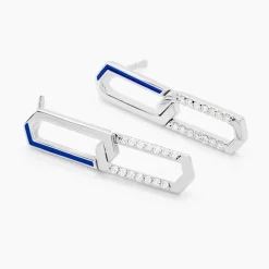 Boucles D'oreilles Pendantes Infini Pop Argent Blanc Oxyde Zirconium