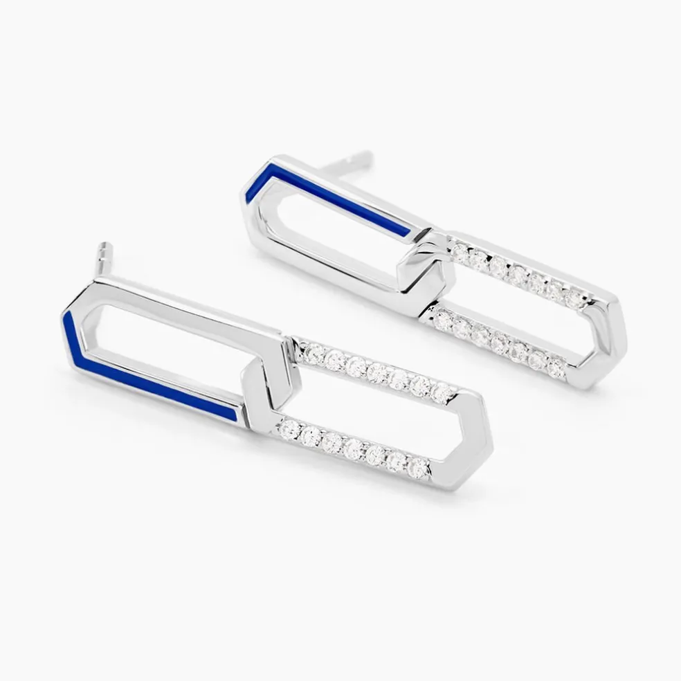 Boucles D'oreilles Pendantes Infini Pop Argent Blanc Oxyde Zirconium