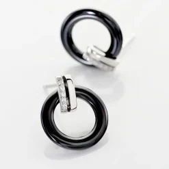 Boucles D'oreilles Pendantes Bertillianne Argent  Céramique Et Oxyde