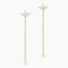 Boucles D'oreilles Pendantes Tiara Or Jaune Oxyde De Zirconium