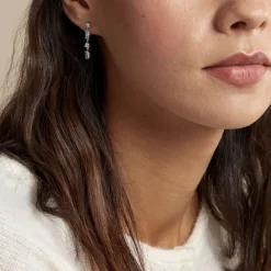 Boucles D'oreilles Pendantes Argent Blanc Shiny Nights Oxyde